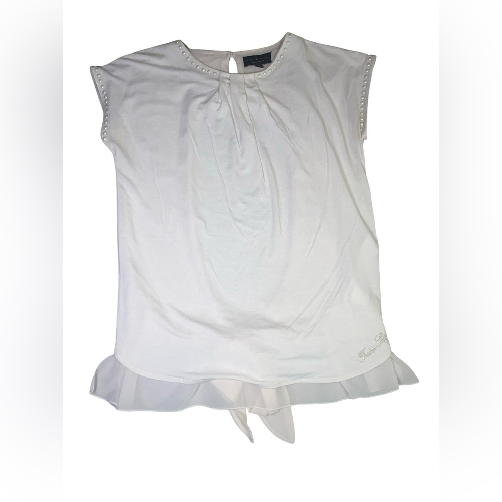 Twin-Set White Blouse with Pearl Details size Medium
